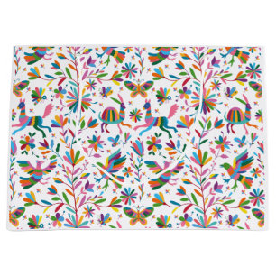 Sacola Para Presentes Grande Padrão Brilhante do estilo Otomi mexicano
