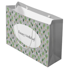 Sacola Para Presentes Grande Padrão Cactus Cute Monograma
