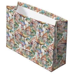 Sacola Para Presentes Grande Padrão Caprichoso de Cabana de Cogumelo (3)