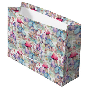 Sacola Para Presentes Grande Padrão Caprichoso de Cabana de Cogumelo (6)