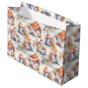 Sacola Para Presentes Grande Padrão Caprichoso de Cabana de Cogumelo (9)