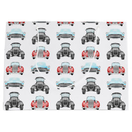 Sacola Para Presentes Grande Padrão Clássico de Aquarela de Vintage Cars