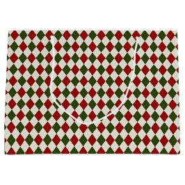 Sacola Para Presentes Grande Padrão Clássico de Argyle de Natal
