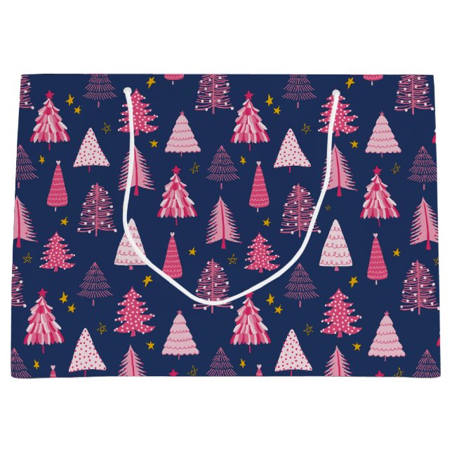 Sacola Para Presentes Grande Padrão da árvore de Natal (Frente)