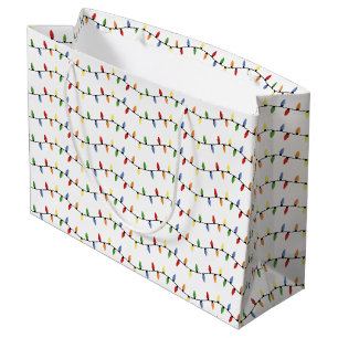 Sacola Para Presentes Grande Padrão das luzes coloridas das árvores de férias f