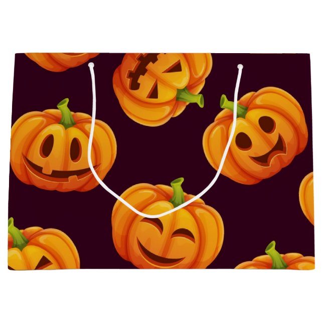 Sacola Para Presentes Grande Padrão de abóbora (Frente)