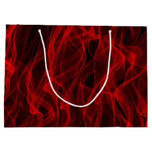 Sacola Para Presentes Grande Padrão de Abstrato de Linha Curva Vermelha Neon d