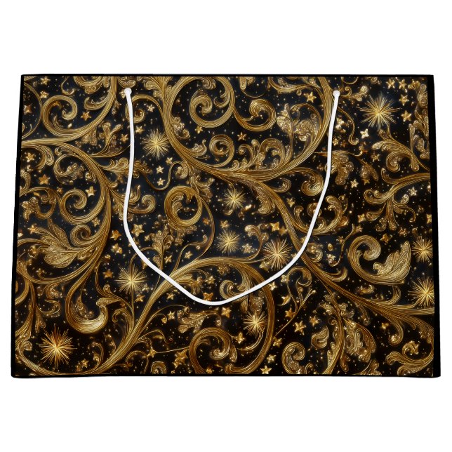 Sacola Para Presentes Grande Padrão de Abstrato de Natal (Frente)