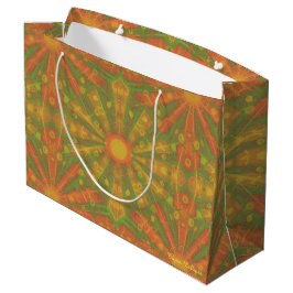 Sacola Para Presentes Grande Padrão de abstrato "Sunshine" em laranja e amarelo
