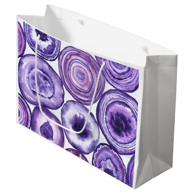 Sacola Para Presentes Grande Padrão de agata violeta (Frente inclinada)