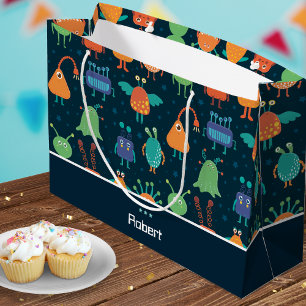 Sacola Para Presentes Grande Padrão de Alienígena Colorida Divertida para Crian