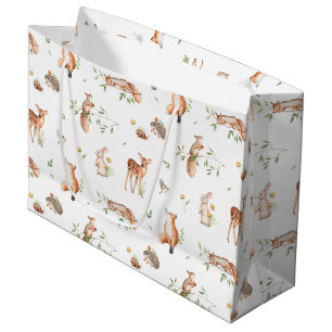 Sacola Para Presentes Grande Padrão de Amigos de Animais da Floresta Cura