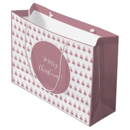 Sacola Para Presentes Grande Padrão de Árvore de Natal do Ombre Rosa Elegante