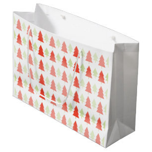 Sacola Para Presentes Grande Padrão de árvore de Natal verde vermelho