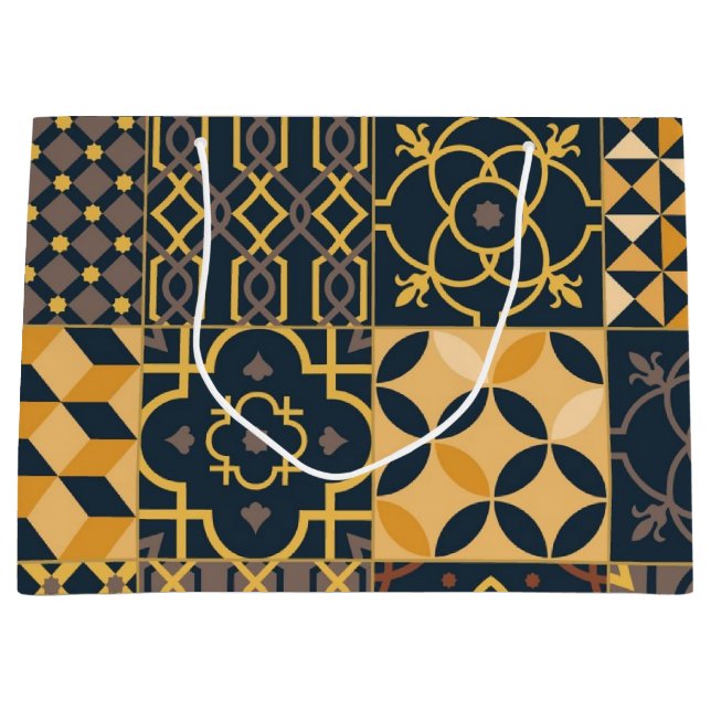 Sacola Para Presentes Grande Padrão de azulejos cerâmicos (Frente)
