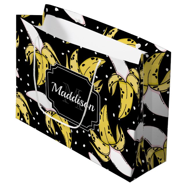 Sacola Para Presentes Grande Padrão de Banana (Frente inclinada)