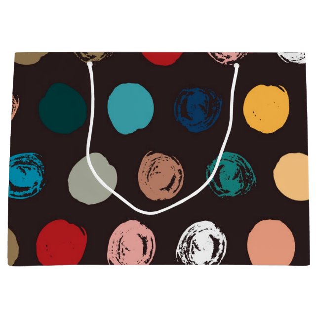 Sacola Para Presentes Grande padrão de bolinhas (Frente)