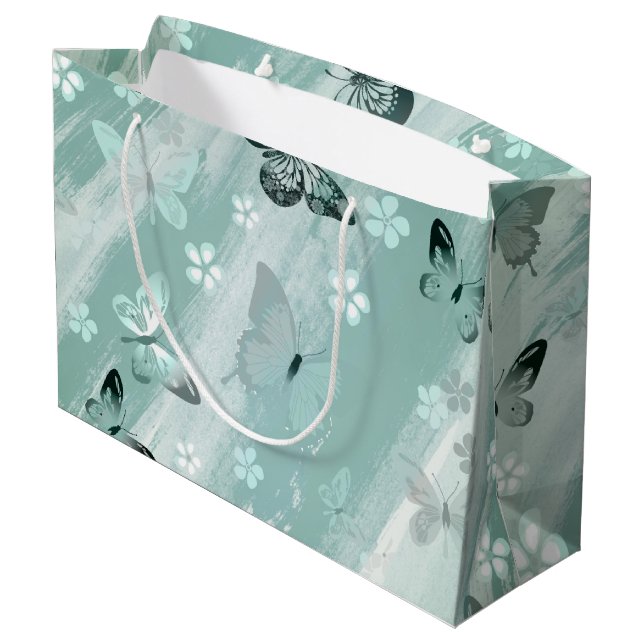 Sacola Para Presentes Grande Padrão de borboleta 9 (Verso inclinado)