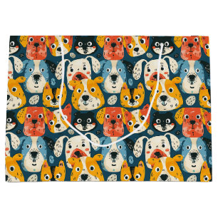 Sacola Para Presentes Grande Padrão de Cachorro Colorido