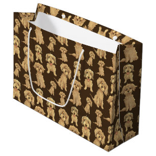Sacola Para Presentes Grande Padrão de Cachorro Marrom labradoodle goldendoodle