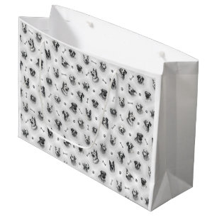 Sacola Para Presentes Grande Padrão de cães com ossos e estampas