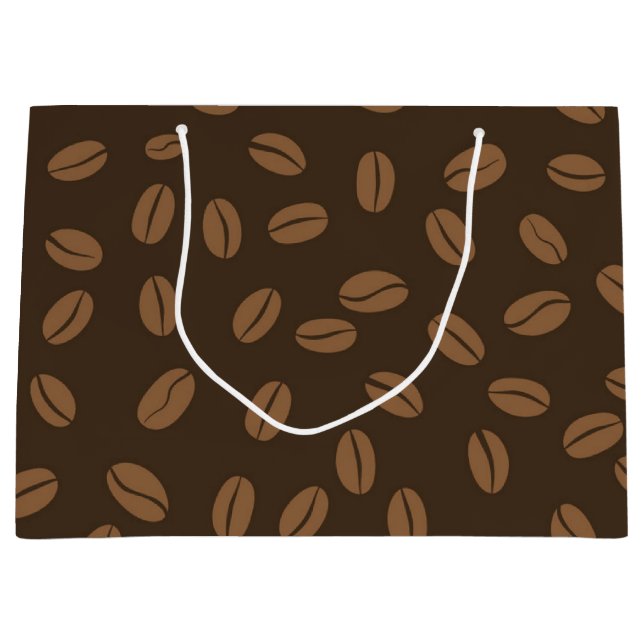 Sacola Para Presentes Grande Padrão de café (Frente)