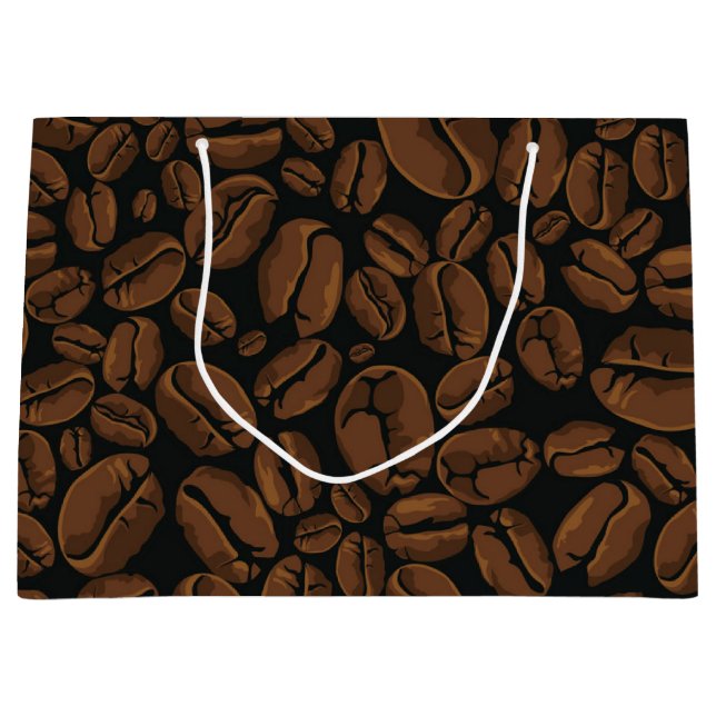 Sacola Para Presentes Grande Padrão de café (Frente)
