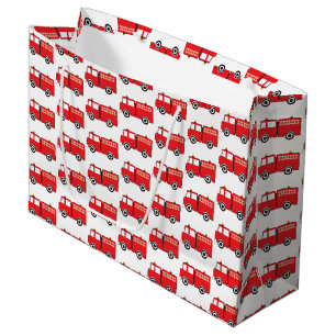 Sacola Para Presentes Grande Padrão de Caminhão de Fogo Vermelho