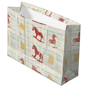 Sacola Para Presentes Grande Padrão de Cavalo de Balanço Distress Vintage (3)