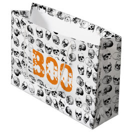 Sacola Para Presentes Grande Padrão de Caveira de Bolinho Laranja Halloween Spo