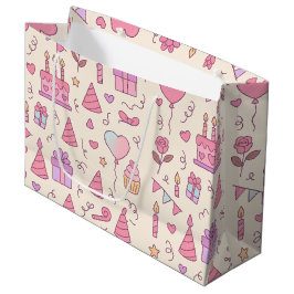 Sacola Para Presentes Grande Padrão de Celebração da Festa da Princesa Doce