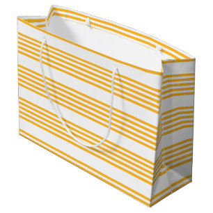 Sacola Para Presentes Grande Padrão de cinco faixas amarelo sunny e branco