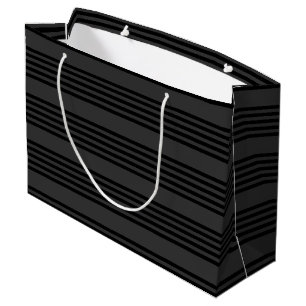 Sacola Para Presentes Grande Padrão de cinco faixas de preto e carvão