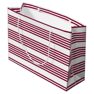 Sacola Para Presentes Grande Padrão de cinco faixas vermelho e branco borromado