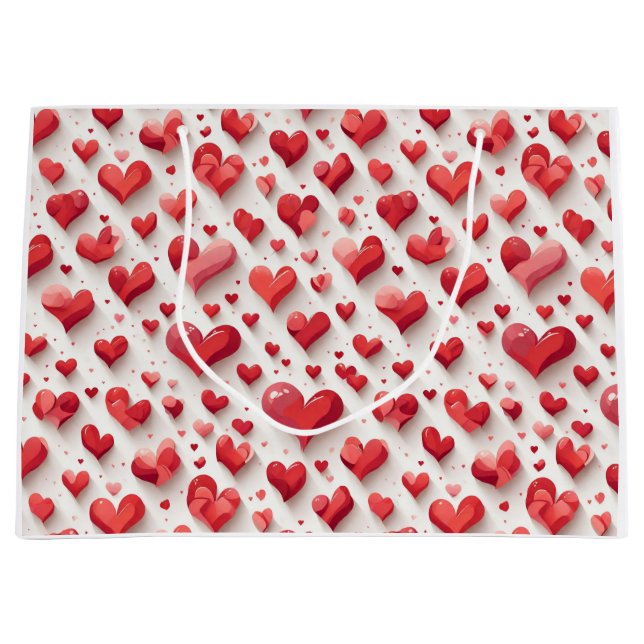 Sacola Para Presentes Grande Padrão de coração (Frente)