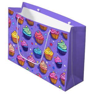 Sacola Para Presentes Grande Padrão de Cupcake Divertido com Glacê: Padaria Cap