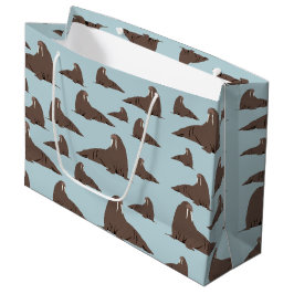 Sacola Para Presentes Grande Padrão de Cute Walrus