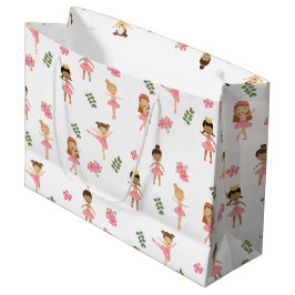 Sacola Para Presentes Grande Padrão de dança de Ballerinas Rosa-balé