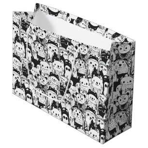 Sacola Para Presentes Grande Padrão de Desenho de Animal Kawaii Fofo (1)