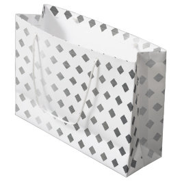Sacola Para Presentes Grande Padrão de Diamante Branco de Cinzas Prateadas Deco