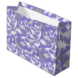 Sacola Para Presentes Grande Padrão de dinossauros 01A LPurple BG