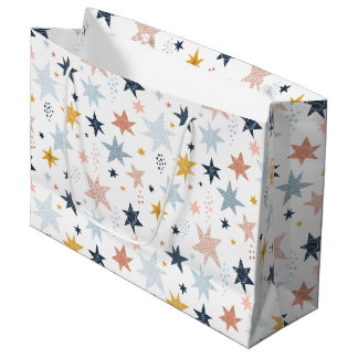 Sacola Para Presentes Grande Padrão de estrela divertida
