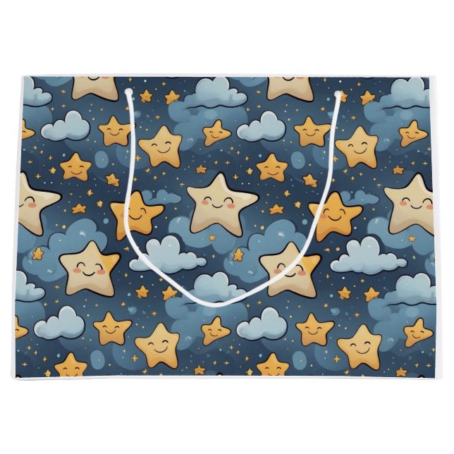 Sacola Para Presentes Grande Padrão de estrelas (Frente)