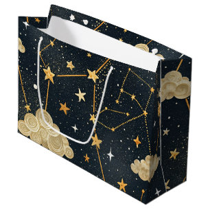 Sacola Para Presentes Grande Padrão de Estrelas da Constelação Celeste (2)