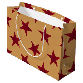 Sacola Para Presentes Grande Padrão de Estrelas Douradas 13