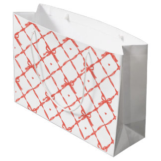 Sacola Para Presentes Grande Padrão de Fita de Frame Rhombus