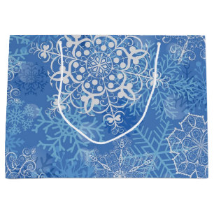 Sacola Para Presentes Grande Padrão de flocos de neve