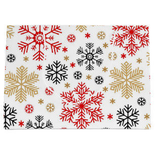 Sacola Para Presentes Grande Padrão de flocos de neve