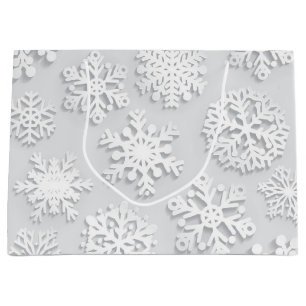 Sacola Para Presentes Grande Padrão de flocos de neve