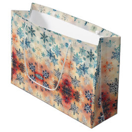 Sacola Para Presentes Grande Padrão de Flocos de Neve Vintage - Saco de Present